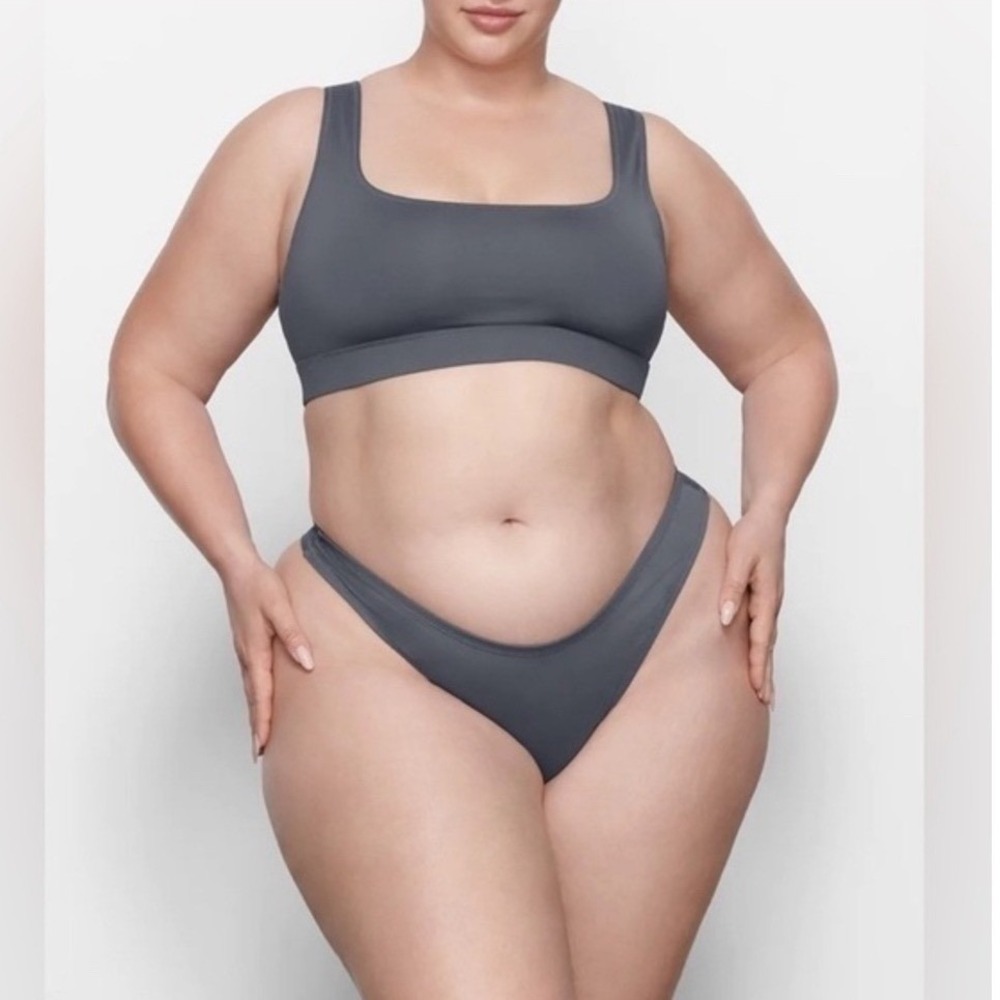 SKIMS Gunmetal Cheeky Tanga - 3X‎ - New With Tags - Recycled Nylon Blend
